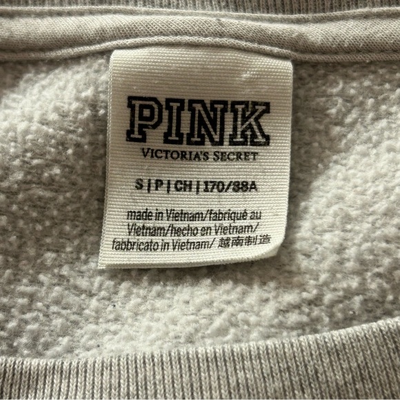 PINK VS Crewneck Sweatshirt Women's Split Hem Size Small Gray Oversized - Picture 4 of 9